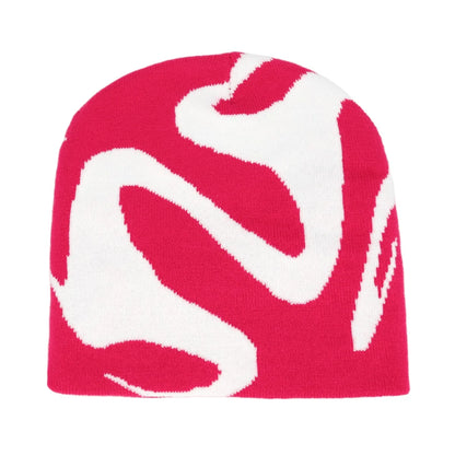 Y2K Letter Print Knit Beanie Hat – Unisex Winter Cap