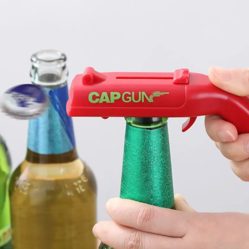 Cap Gun Bottle Opener – Fun Spring-Launch Beer Cap Shooter