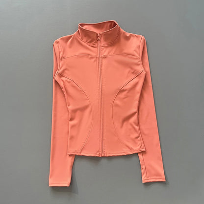 Women's Slim-Fit Zip-Up Athletic Jacket – Long Sleeve Running & Yoga Top