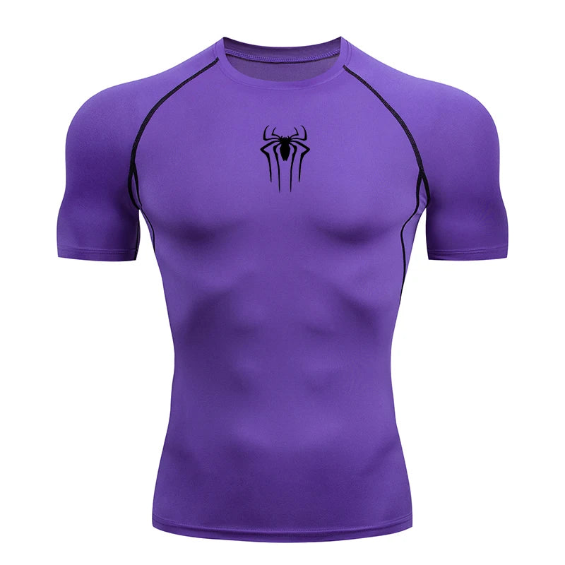 Men's Compression Short Sleeve Gym T-Shirt Spider Print