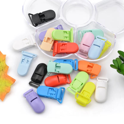 Pacifier Clip Plastic Clasps with Silicone Beads – 10 Pcs, 20mm