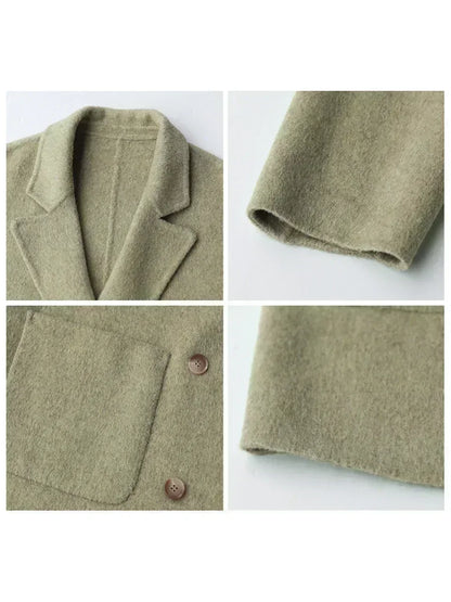 Women's Woolen Double-Breasted Oversized Coat