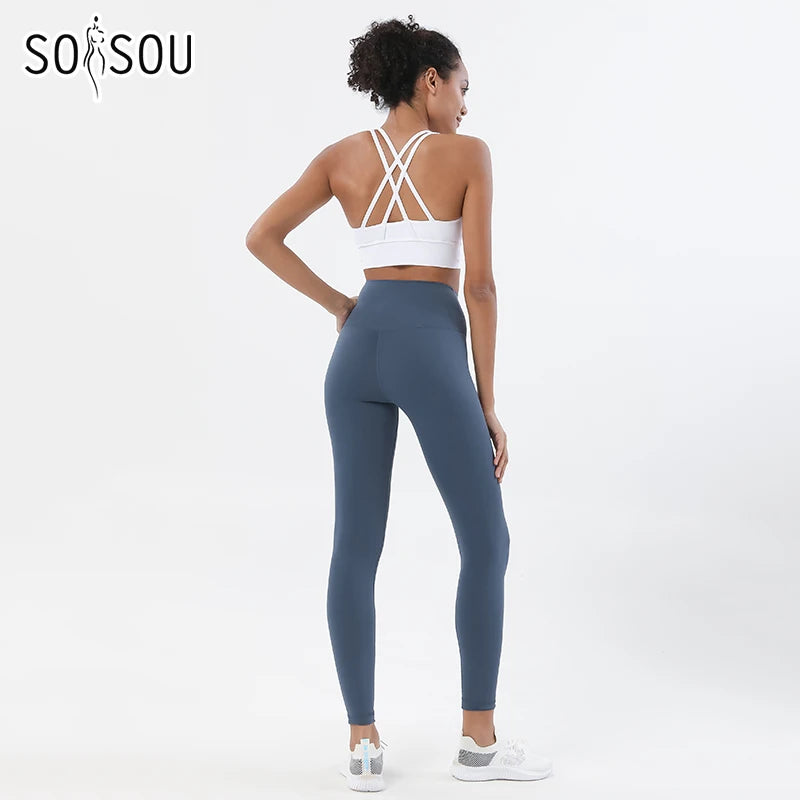 Women's 2-Piece Yoga Set – Nylon Sports Bra & High-Waist Leggings