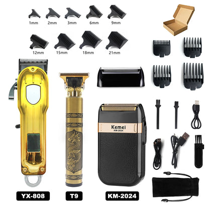 T9 Professional Hair Trimmer – Metal Body, Stainless Steel Blade, Beard Clipper for Men
