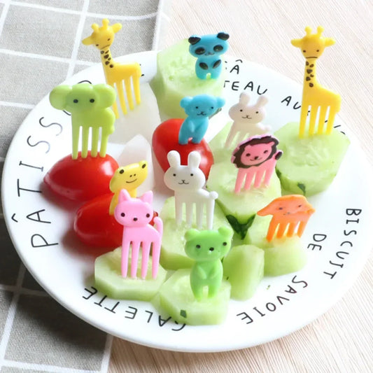Cute Animal Food Picks for Kids – 10pcs Mini Cartoon Fruit Forks