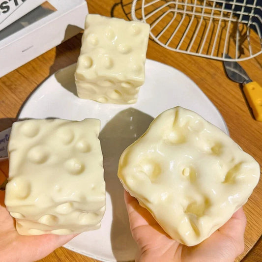 Squishy Cheese Cube Stress Ball – Sensory Fidget Toy for Kids & Adults