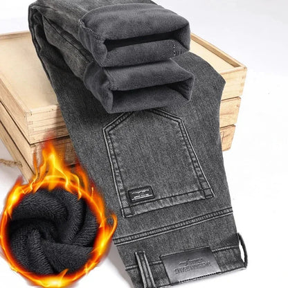Fleece-Lined Jeans Men – Warm Stretch Denim Winter Pants