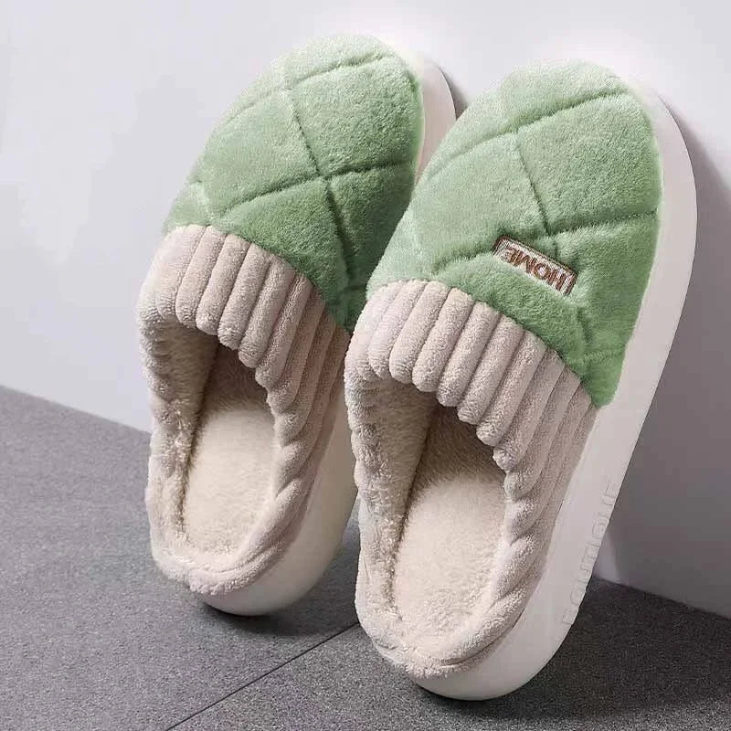 Plush Home Slippers – Quilted Fleece Anti-Slip Indoor Shoes for Women & Men