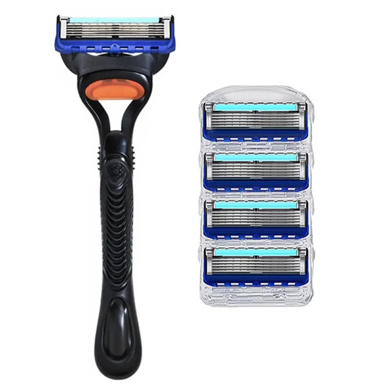 5-Layer Razor Blade Refills – Stainless Steel Wet Shaving Cartridges for Men