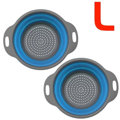 Collapsible Silicone Colander – Foldable Kitchen Strainer Basket