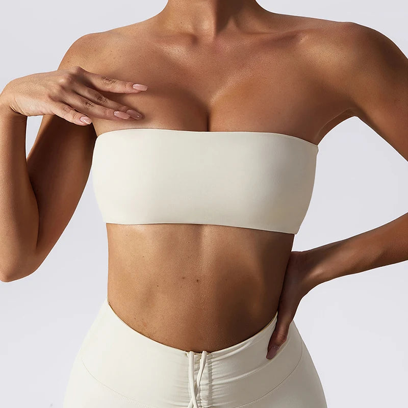 Women's Strapless Sports Bra – Seamless Bandeau Tube Top