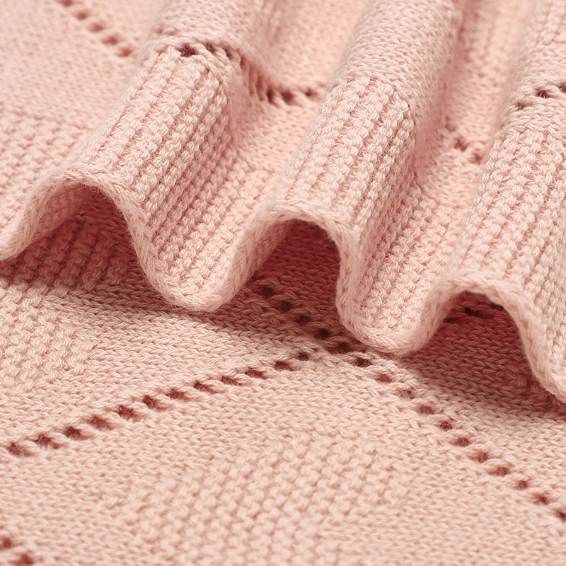 Baby Knit Blanket Super Soft Cotton Swaddle Wrap 90x70cm