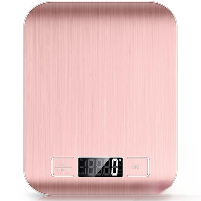 Digital Kitchen Scale 10kg with Tare Function – Silver & Pink