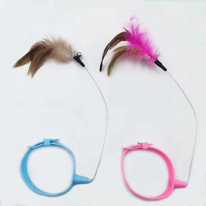 Cat Teaser Wand Toy - Steel Wire, Dragon & Fish, Bell, Interactive