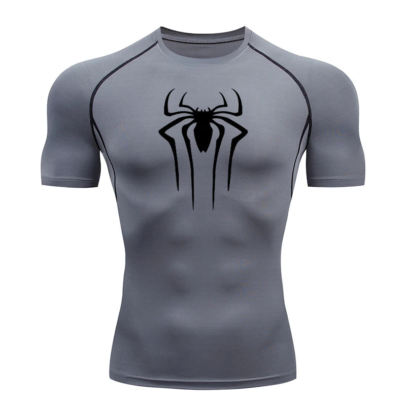 Men's Compression Short Sleeve Gym T-Shirt Spider Print