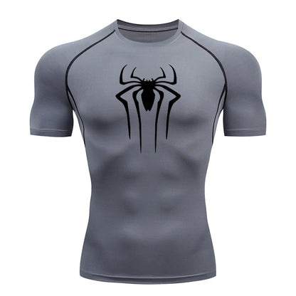 Men's Compression Short Sleeve Gym T-Shirt Spider Print