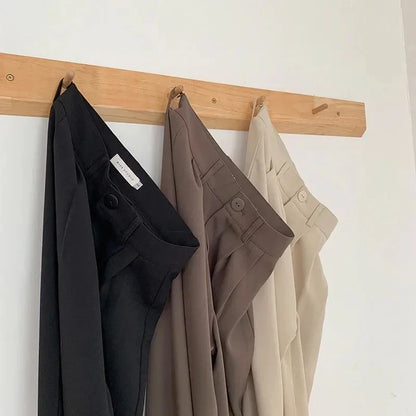 Women's High-Waist Straight-Leg Suit Pants – Korean Office Trousers