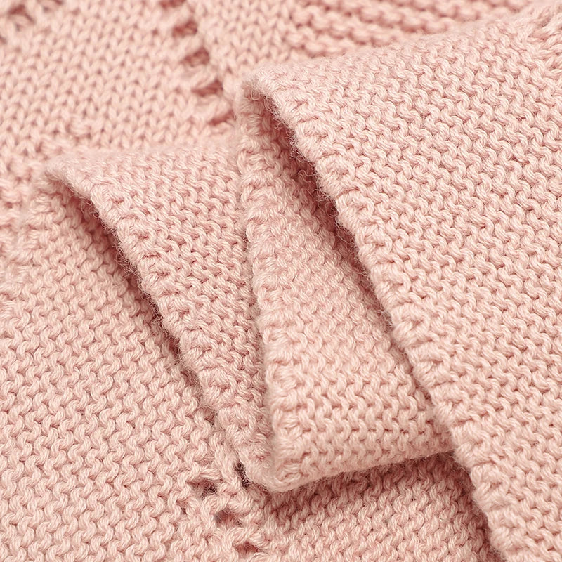 Baby Knit Blanket Super Soft Cotton Swaddle Wrap 90x70cm