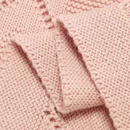 Baby Knit Blanket Super Soft Cotton Swaddle Wrap 90x70cm