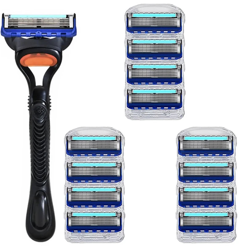 5-Layer Razor Blade Refills – Stainless Steel Wet Shaving Cartridges for Men