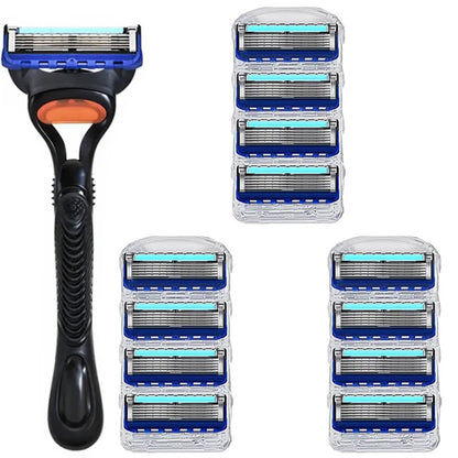 5-Layer Razor Blade Refills – Stainless Steel Wet Shaving Cartridges for Men