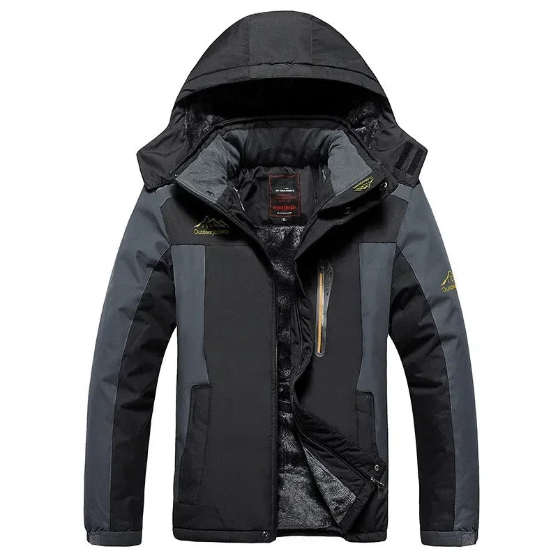 Men's Fleece-Lined Waterproof Hooded Winter Parka – Plus Size Up to 9XL