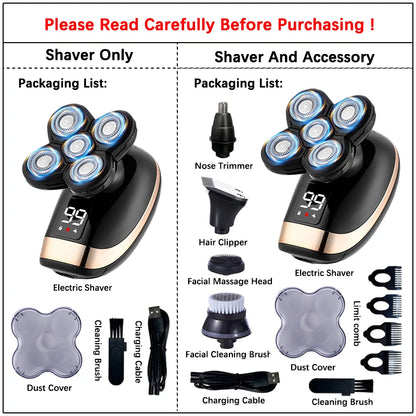 5-in-1 Electric Shaver for Men – 5D Rotary Wet & Dry Razor