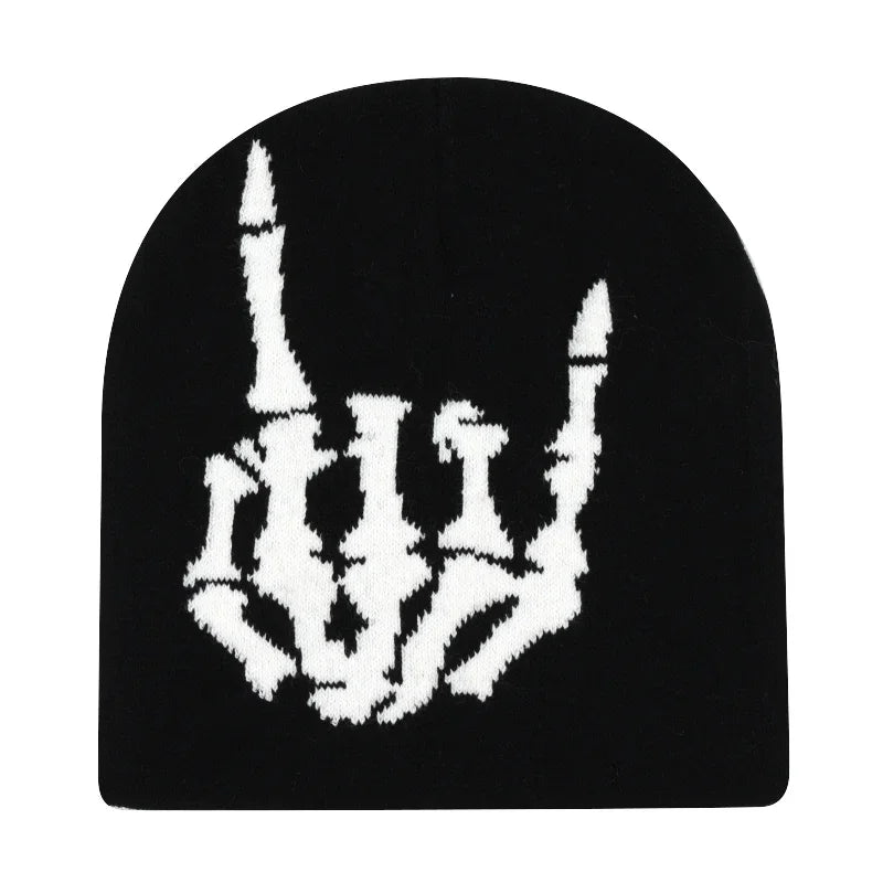 Y2K Letter Print Knit Beanie Hat – Unisex Winter Cap