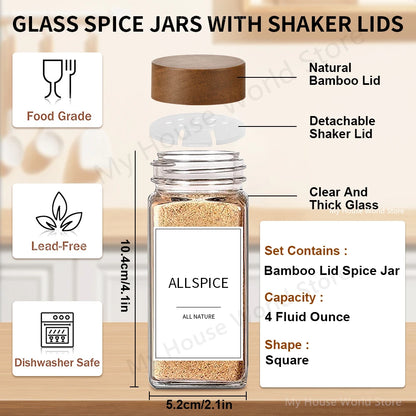 13-Piece Glass Spice Jar Set with Bamboo Lids & Rack