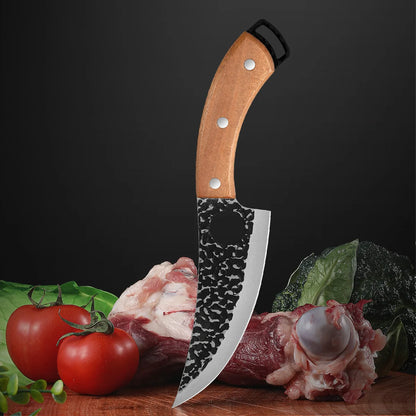 Handmade Forged Butcher Knife – Boning & Meat Cleaver with Wood Handle
