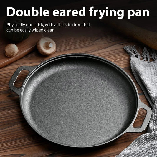 Cast Iron Skillet Pan – Non-Stick Flat Frying Pan for Steak, Pizza & More