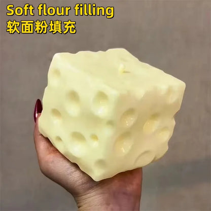 Jumbo Cheese Cube Stress Ball – Soft Flour Fidget Squeeze Toy