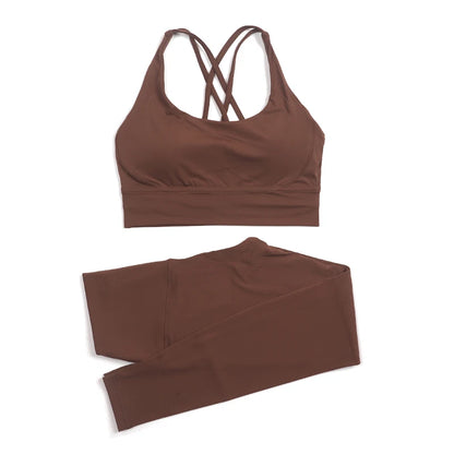 Women's 2-Piece Yoga Set – Nylon Sports Bra & High-Waist Leggings