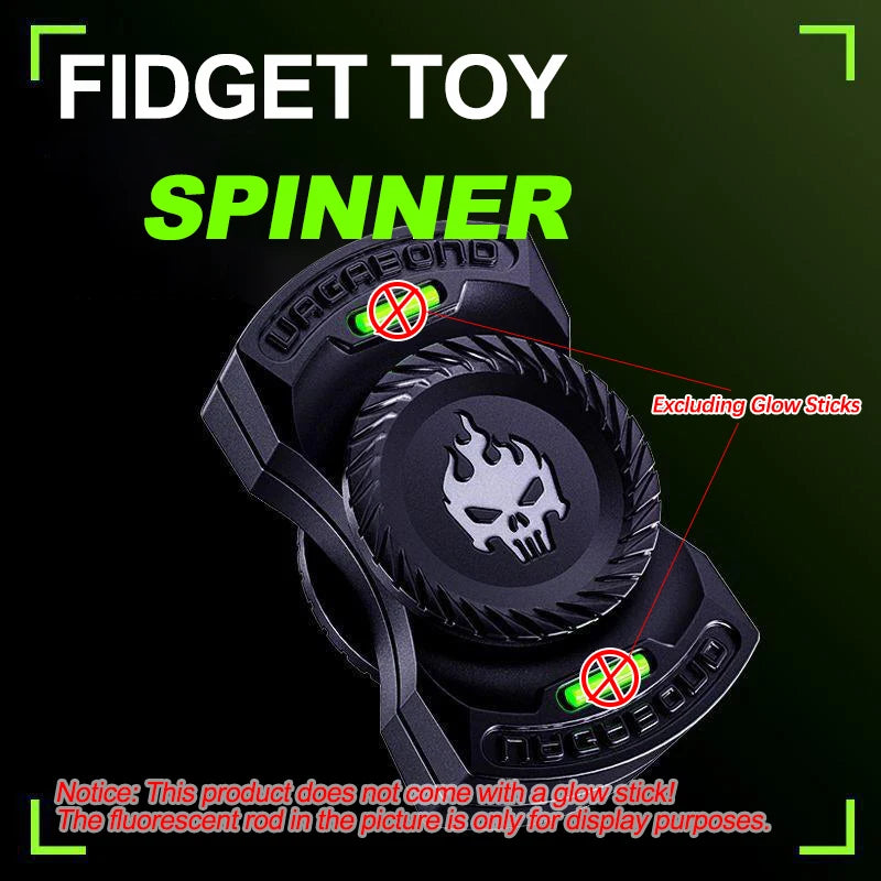 3-in-1 EDC Fidget Spinner – Alloy Skull Slider Stress Relief Toy