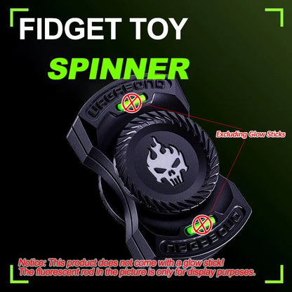 3-in-1 EDC Fidget Spinner – Alloy Skull Slider Stress Relief Toy