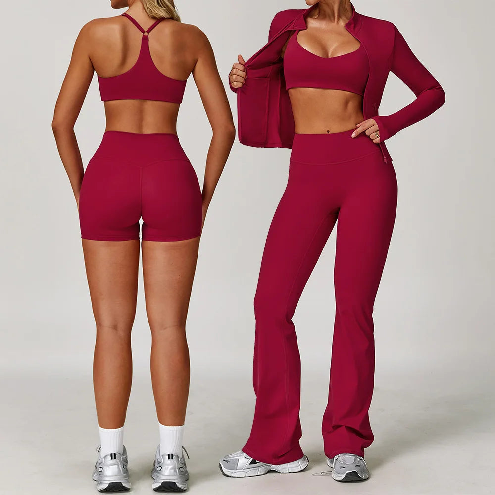 Women's Yoga Set 2-3 Piece Workout Tracksuit with Sports Bra