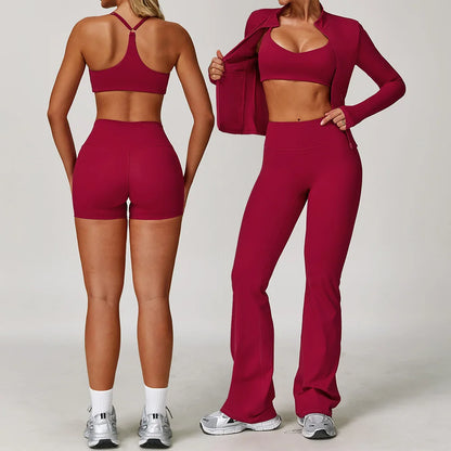 Women's Yoga Set 2-3 Piece Workout Tracksuit with Sports Bra