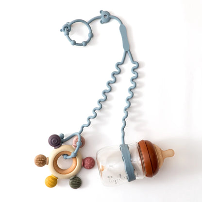 Baby Pacifier Clip Chain Silicone Teether with 2 Adjustable Clips