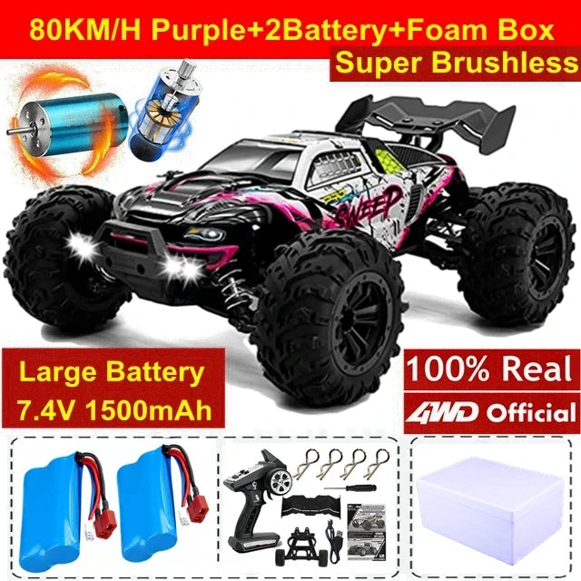 4WD RC Car 1/16 Scale – 50/80KM/H High Speed Off-Road Remote Control Truck