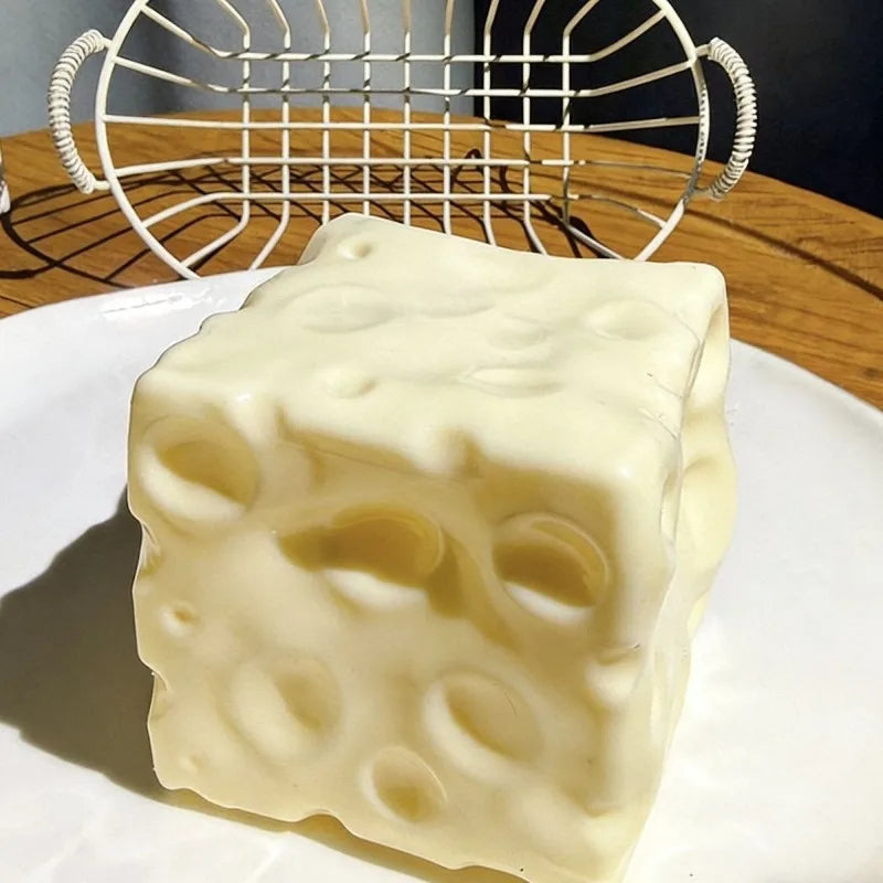 Cheese Cube Stress Ball – Deformable Squeezing Sensory Toy