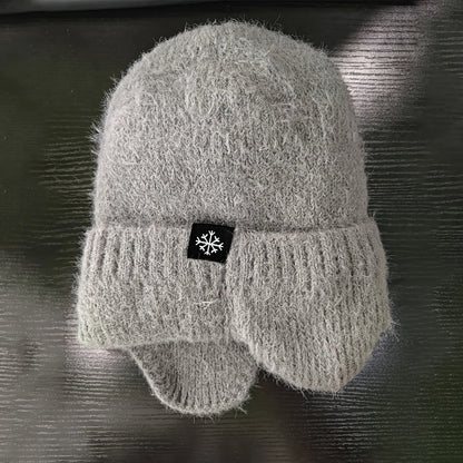 Earflap Beanie Hat – Women's Faux Fur Knit Winter Cap