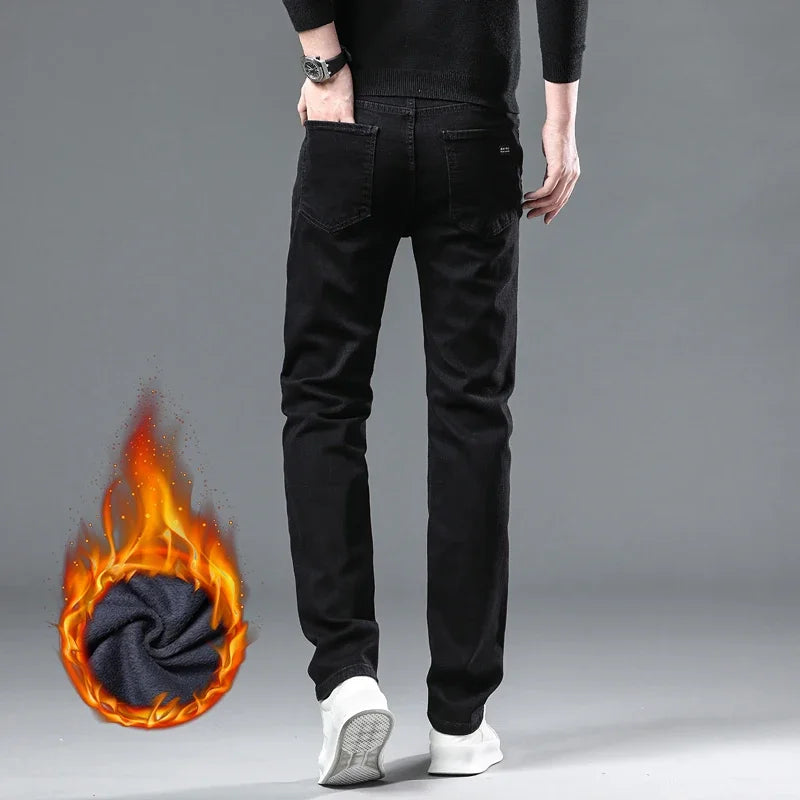 Fleece-Lined Jeans Men – Warm Stretch Denim Winter Pants