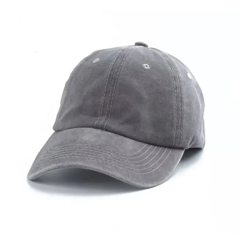 Retro Denim Baseball Cap – Solid Color Adjustable Sun Hat