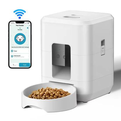 Automatic Pet Feeder with WiFi App Control – Timed Cat & Dog Food Dispenser