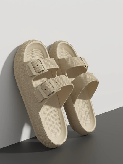 Men's Thick Sole Double Strap Sandals – Non-Slip Outdoor & Shower