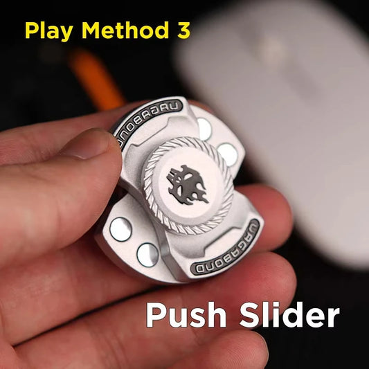 3-in-1 EDC Fidget Spinner – Alloy Skull Slider Stress Relief Toy