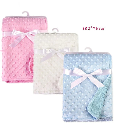 Baby Blanket Soft Minky Dot Fleece – Newborn Swaddle Wrap