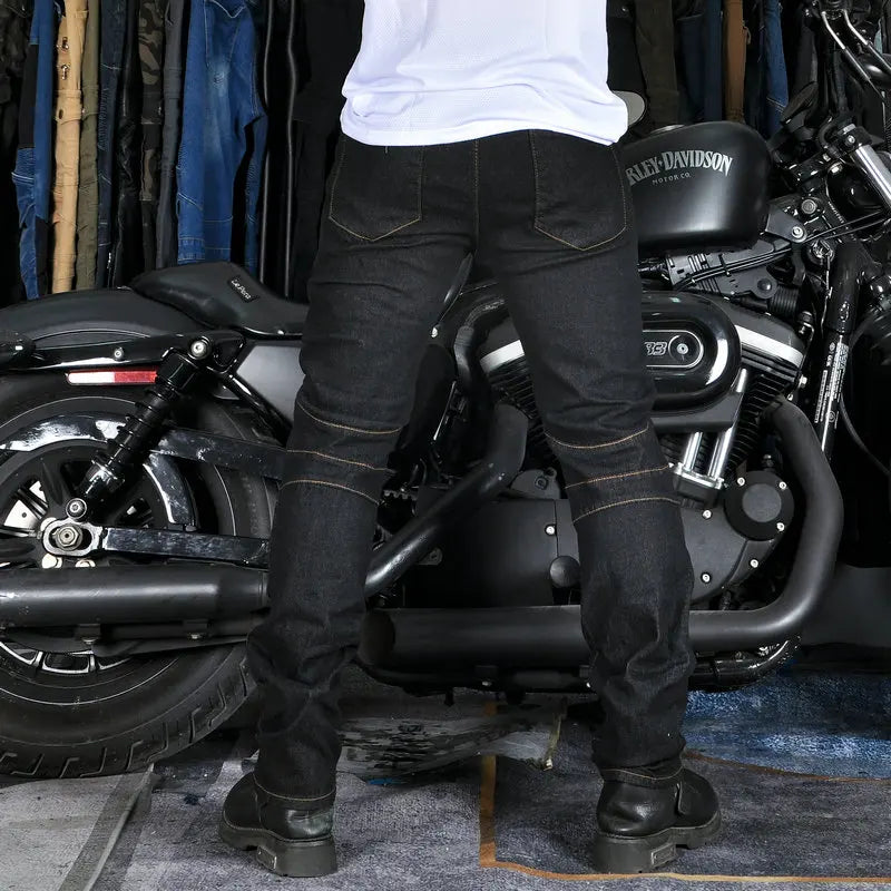 Men's Motorcycle Riding Jeans – Protective Gear, Stretch Denim, Sizes S–XXXXL