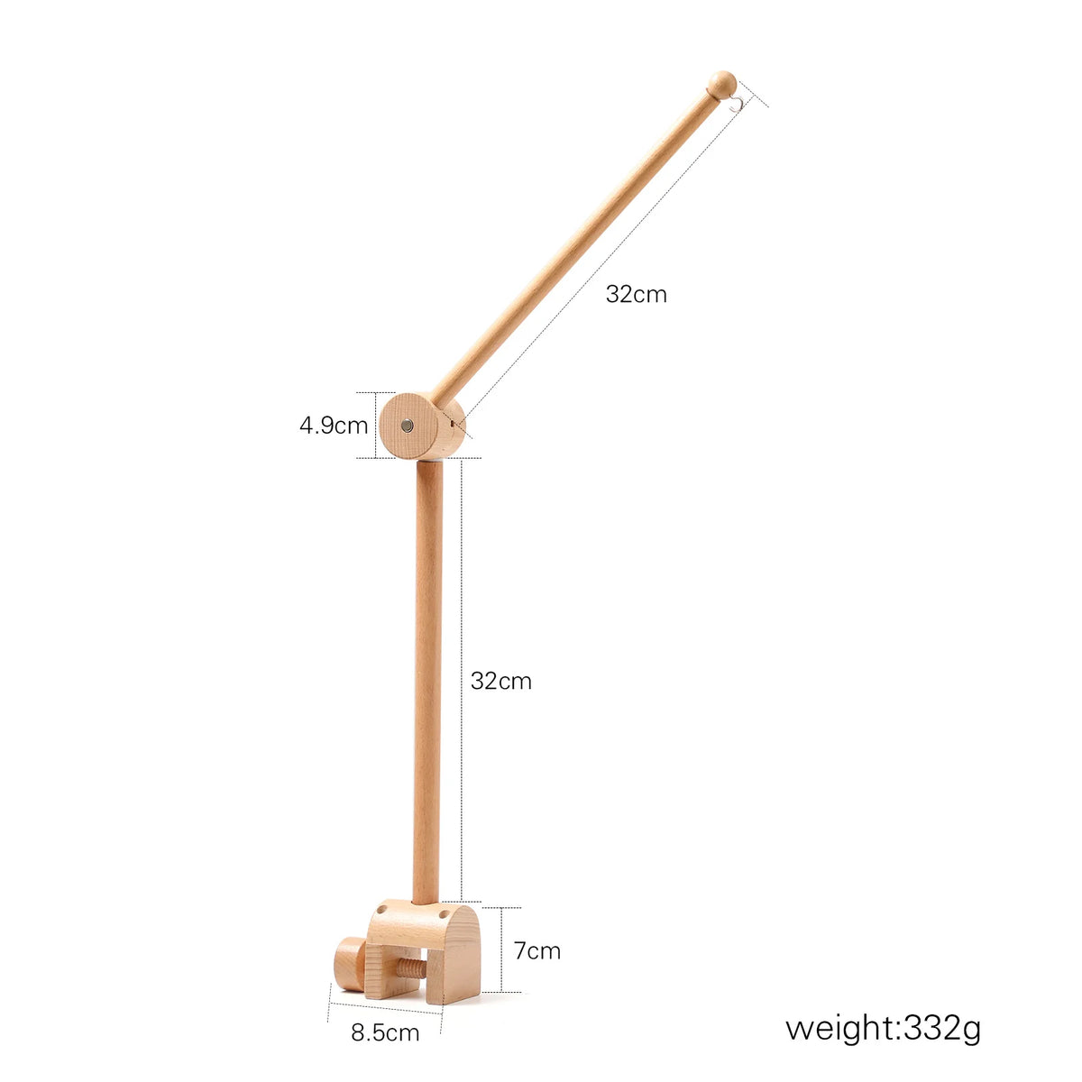Wooden Baby Mobile Arm Bracket for Crib – Newborn Hanging Toy Holder