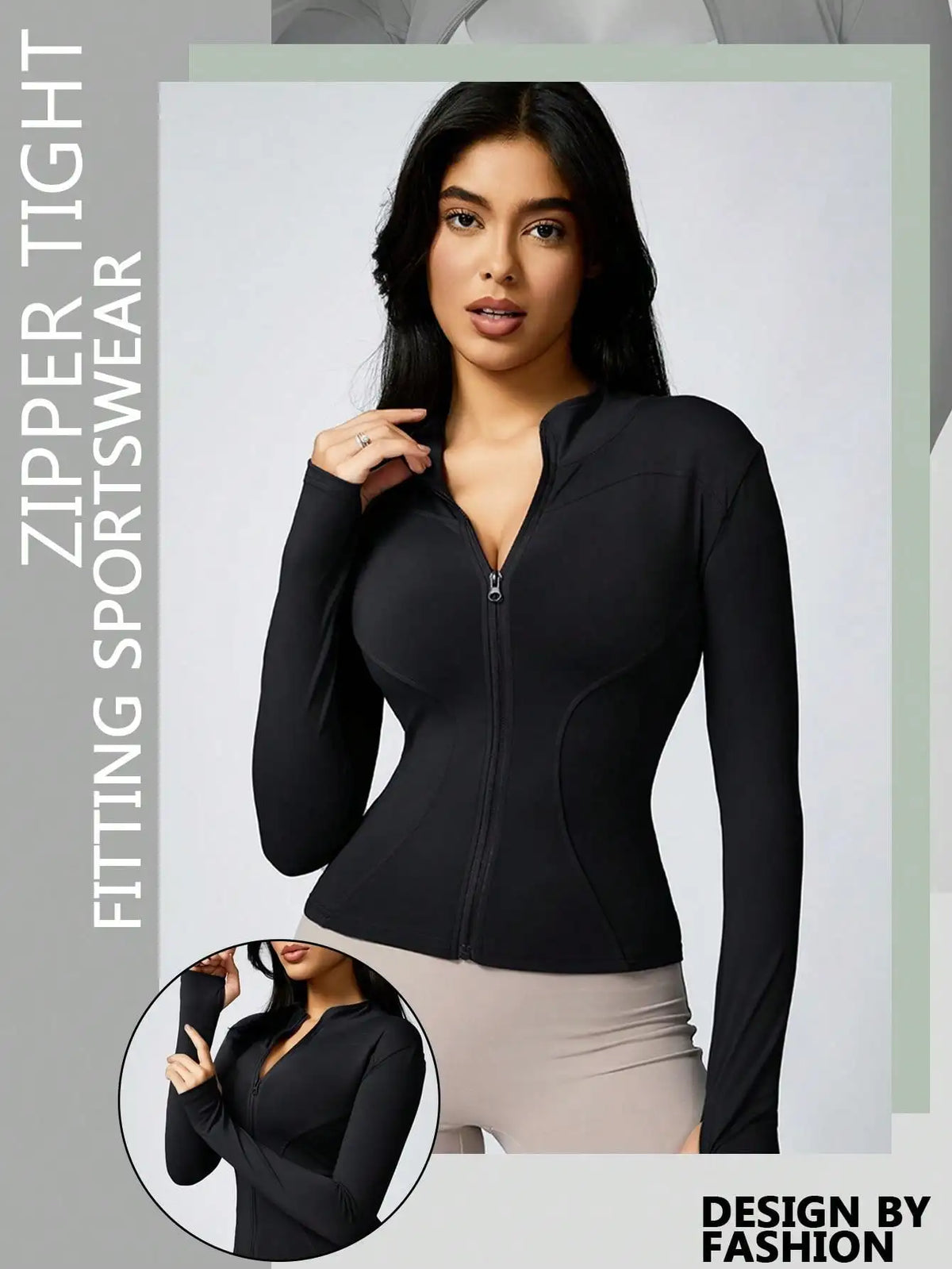 Women's Zip-Up Turtleneck Sports Jacket – Slim Fit